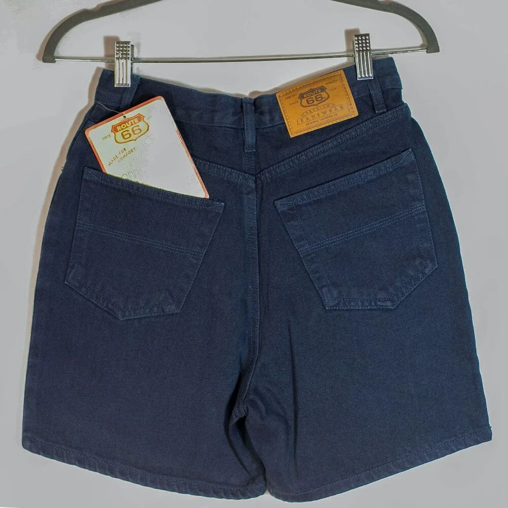 Vintage Route 66 Ladies Relaxed Fit Shorts Denim Dark Blue Size 3/4